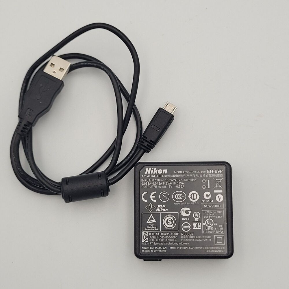 Nikon EH-69P Charging AC Adapter & USB Type A -Micro B Cable Coolpix Cameras OEM